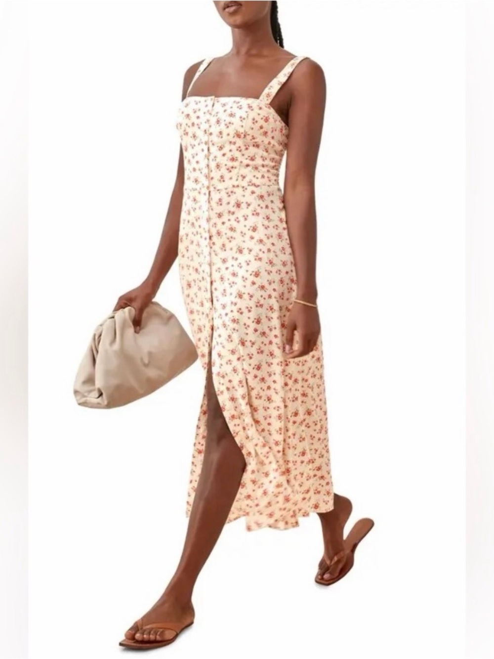 REFORMATION Virgil Floral Sundress Midi Fit And Flare Straps Ditsy Flower Size 4
